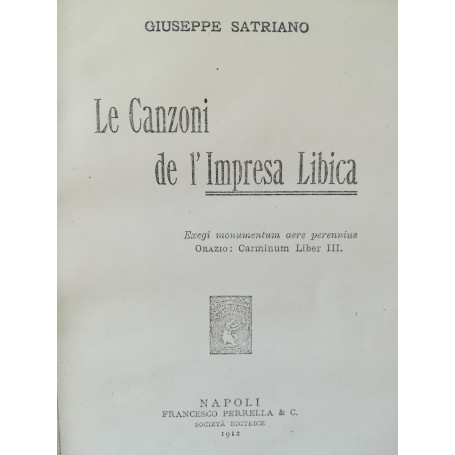 Le Canzoni de l'Impresa Libica. (Xerocopie rilegate).