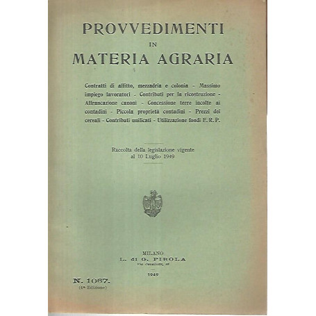 Provvedimenti in materia agraria