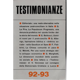 Testimonianze.Quderni mensili - anno X - Marzo Aprile 1967 - N. 92-93