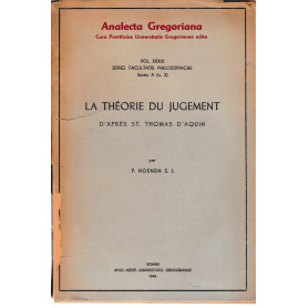 La théorie du judgement. Vol. XXXIX sezione A n. 3.