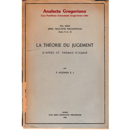 La théorie du judgement. Vol. XXXIX sezione A n. 3.