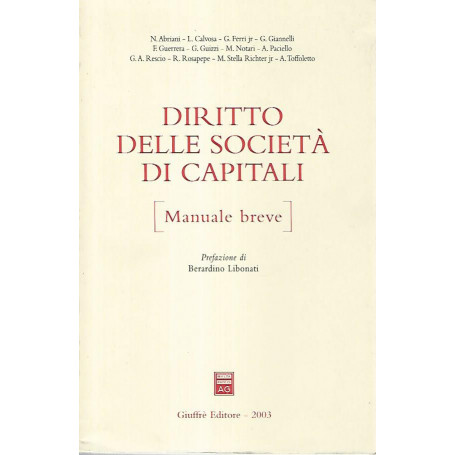 Diritto delle società di capitali. Manuale breve