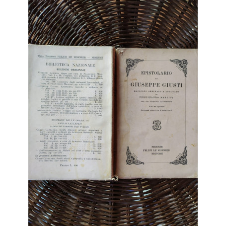 Epistolario di Giuseppe Giusti.Volume Quarto.Lettere aggiunte e appendici