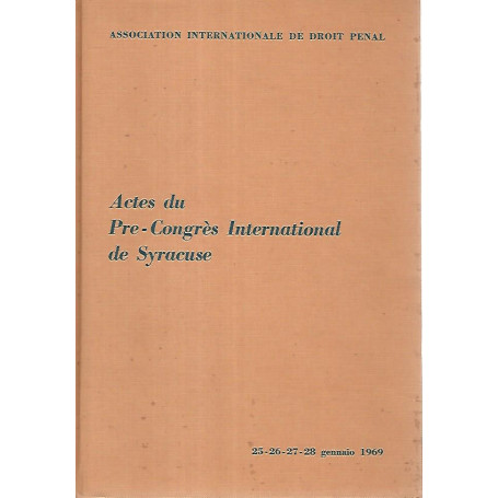 Actes du pre congres international de Syracuse