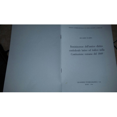 Reminiscenze dell'antico diritto confederale latino ed italico nella Costituzione romana del 1849