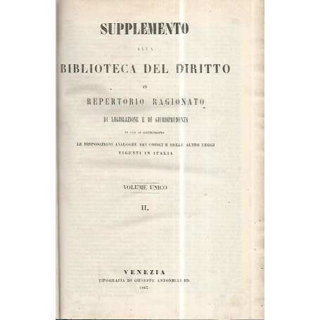 Supplemento alla biblioteca del diritto o repertorio ragionato di legislazione e di giurisprudenza