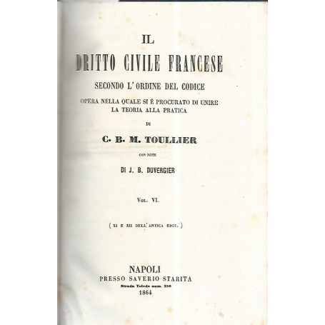 Il dritto civile francese. Vol VI