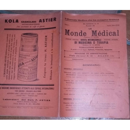 Le Monde Médical.Rivista internazionale di medicina e terapia