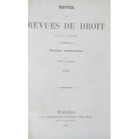 Revu des revues publiées à  l'étranger. Recueil Trimestriel. Tome X
