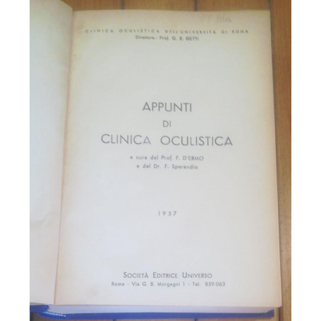 APPUNTI DI CLINICA OCULISTICA