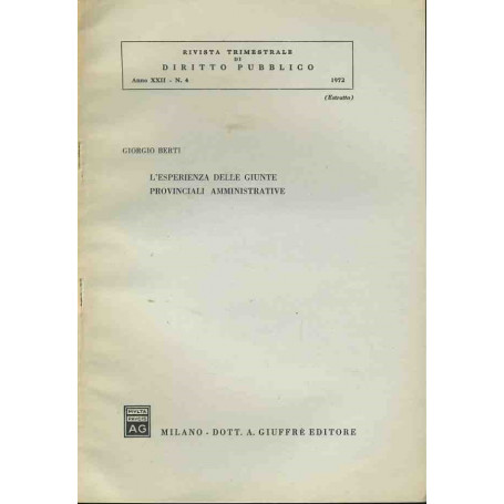 L'esperienza delle giunte provinciali amministrative. Estratto
