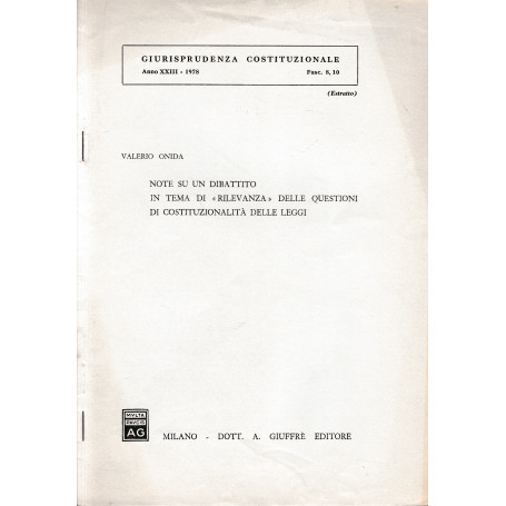 Giurisprudenza Costituzionale.Anno XXIII - 1978 - fasc. 8