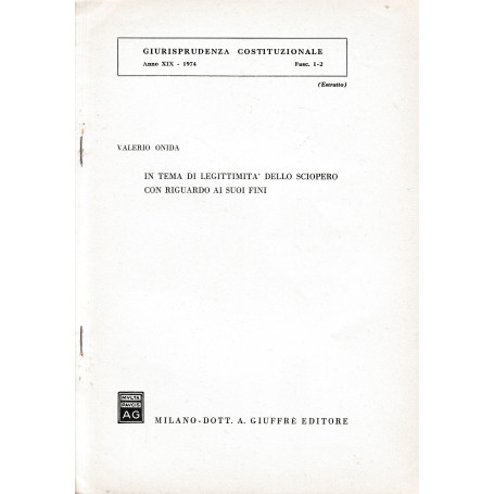 Giurisprudenza Costituzionale. Anno XIX - 1974 - fasc. 1-2  (estratto)