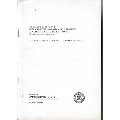 Estratto da: Amministrare /2-1975 rassegna internazionale di pubblica amministrazione
