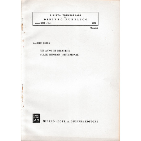 Rivista trimestrale di Diritto Pubblico. Anno XXII - n. 1 - 1972  (estratto)
