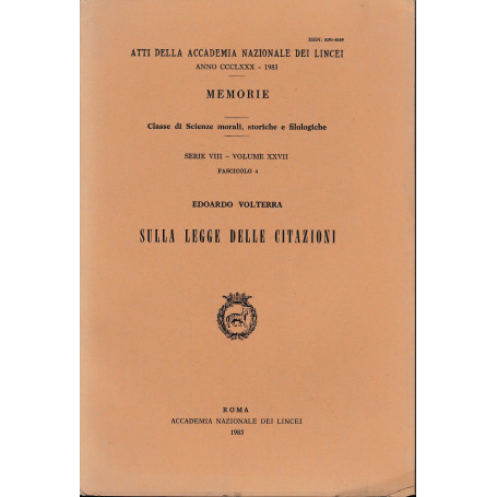 Atti della Accademia Nazionale dei Lincei anno CCCLXXX - 1983. Memorie. Serie VIII - vol. XXVII - fasc. 4