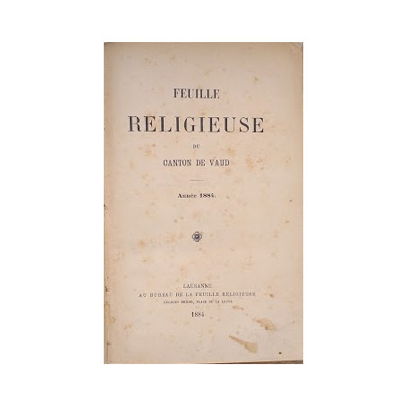 Feuille Réligieuse du Canton de Vaud