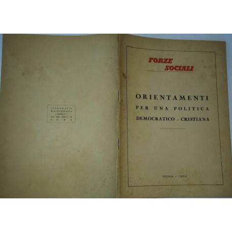 Orientamenti per un politica Democratico- Cristiana