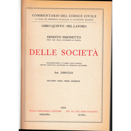 Delle Società . Art. 2498-2510