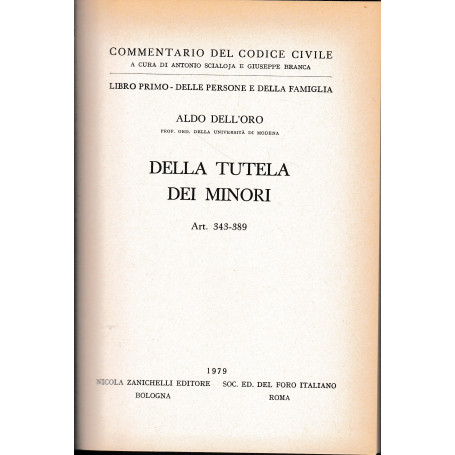 Libro primo - Della persone e della famiglia. Della tutela dei minori. Art. 343-389