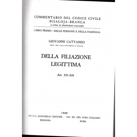 Libro primo - delle persone e della famiglia. Della filiazione legittima. Art. 231-249