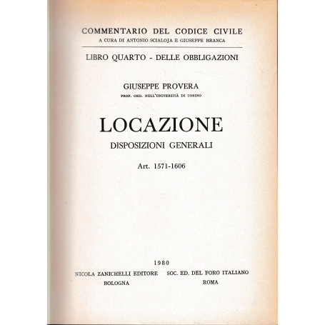 Libro quarto - Delle obbligazioni. Locazione