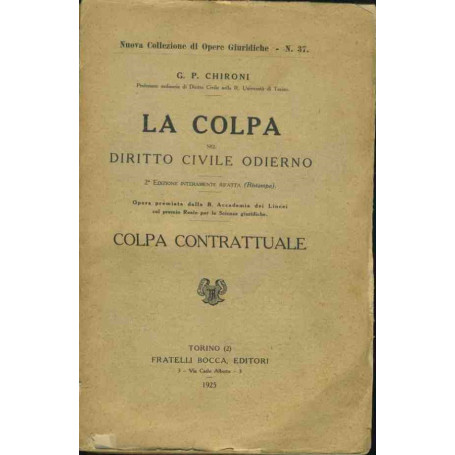 La colpa nel diritto civile odierno