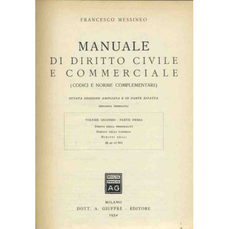 Manuale di diritto civile e commerciale. Vol. 2 parte I
